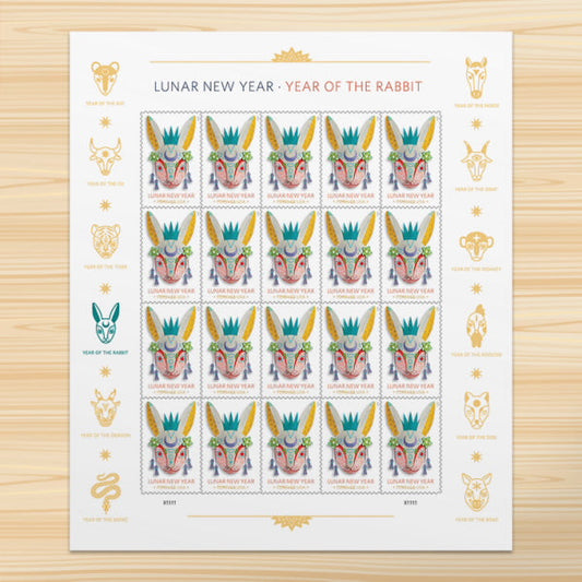 Lunar New Year: Year of the Rabbit Stamps, Sheet of 100