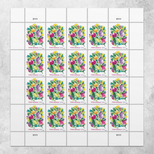 Wedding Blooms Stamps, Sheet of 100