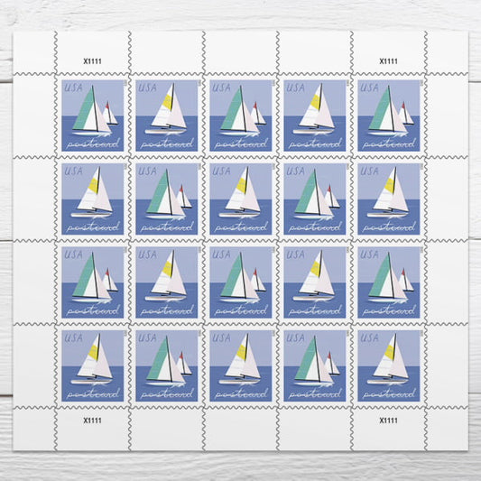 Sailboat Postcard Stamps, Sheet of 100