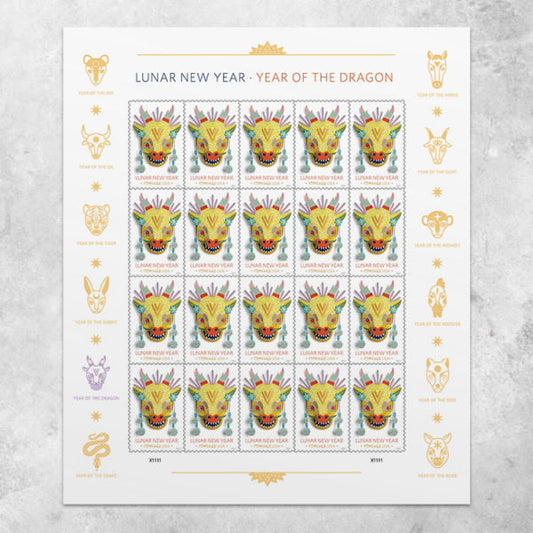 Lunar New Year: Year of the Dragon Stamps, Sheet of 100